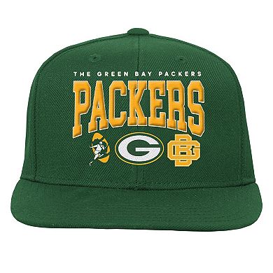 Youth Mitchell & Ness Green Green Bay Packers Champ Stack Flat Brim Snapback Hat