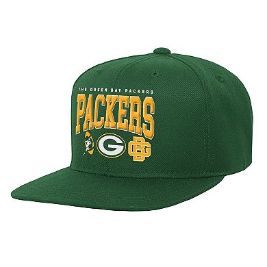 Youth Mitchell & Ness Green Green Bay Packers Champ Stack Flat Brim Snapback Hat