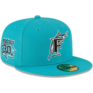 Men's New Era Teal Florida Marlins Cooperstown Collection Turn Back The Clock 59FIFTY Fitted Hat