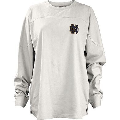 Women's Pressbox White Notre Dame Fighting Irish Pennant Stack Oversized Long Sleeve T-Shirt