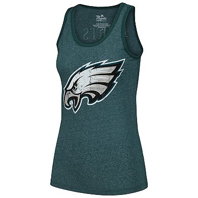 Women's Majestic Threads Jalen Hurts Midnight Green Philadelphia Eagles Player Name & Number Tri-Blend Tank Top