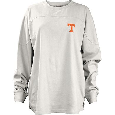 Women's Pressbox White Tennessee Volunteers Pennant Stack Oversized Long Sleeve T-Shirt