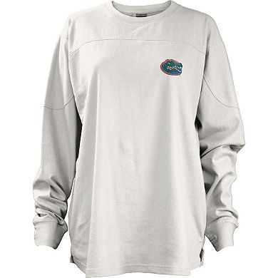 Women's Pressbox White Florida Gators Pennant Stack Oversized Long Sleeve T-Shirt