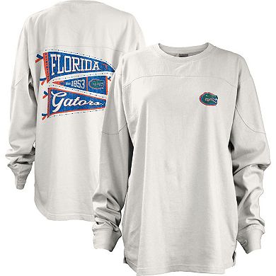 Women's Pressbox White Florida Gators Pennant Stack Oversized Long Sleeve T-Shirt