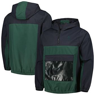 Men's Nike Green Liverpool Anorak Hoodie Quarter-Zip Jacket