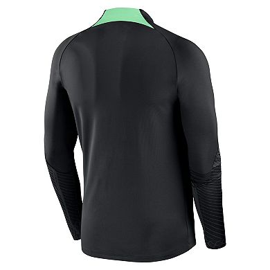 Men's Nike  Black Liverpool Strike Drill Performance Raglan Quarter-Zip Long Sleeve Top