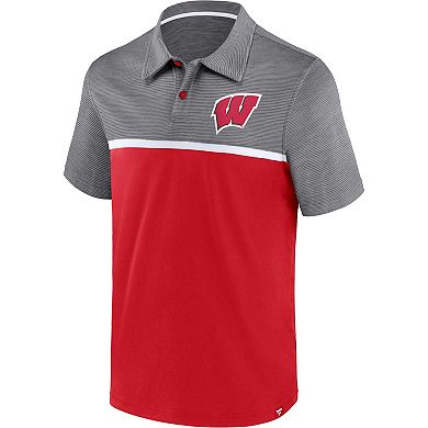 Men's Fanatics Branded Red/Gray Wisconsin Badgers Polo