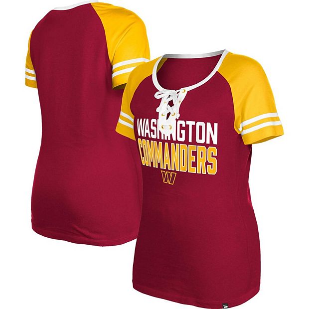 Women s New Era Burgundy Washington Commanders Raglan Lace Up T Shirt