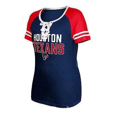 Women's New Era  Navy Houston Texans Raglan Lace-Up T-Shirt