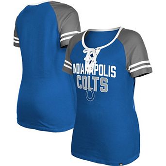 Women's New Era Royal Indianapolis Colts Raglan Lace-Up T-Shirt