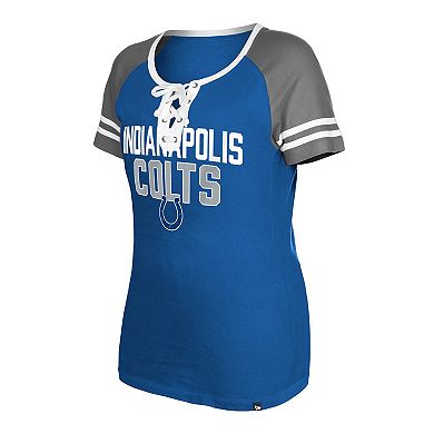 Women's New Era Royal Indianapolis Colts Raglan Lace-Up T-Shirt