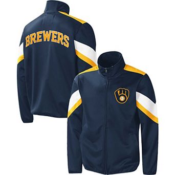 Men's G-III Sports by Carl Banks Navy Milwaukee Brewers Earned Run Full-Zip Jacket