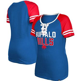 Women's New Era Royal Buffalo Bills Throwback Raglan Lace-Up T-Shirt
