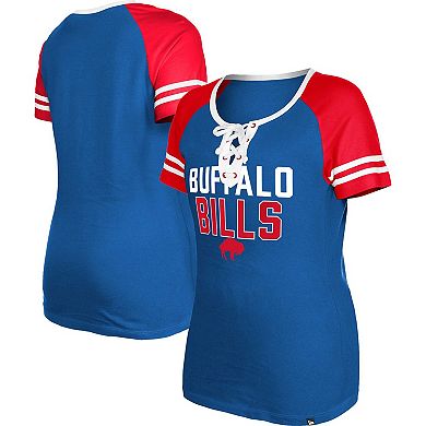 Women's New Era Royal Buffalo Bills Throwback Raglan Lace-Up T-Shirt