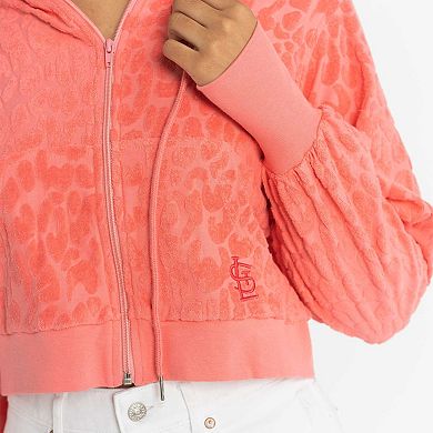 Women's Lusso Pink St. Louis Cardinals Tabitha Cheetah Terry Full-Zip Sweatshirt