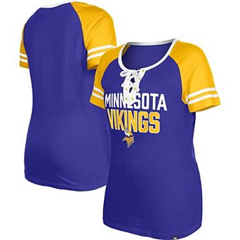 Women's New Era Purple Minnesota Vikings Raglan Lace-Up T-Shirt