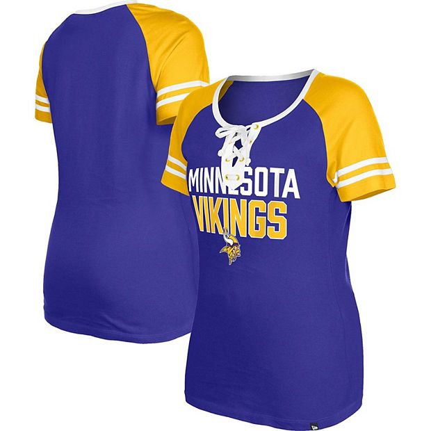 Women's New Era Purple Minnesota Vikings Raglan Lace-Up T-Shirt