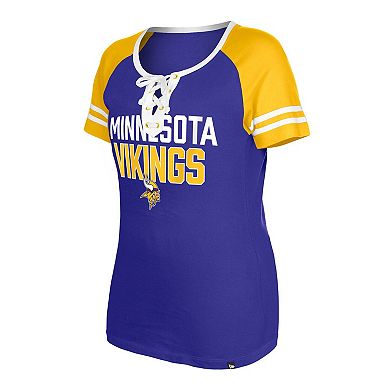 Women's New Era Purple Minnesota Vikings Raglan Lace-Up T-Shirt