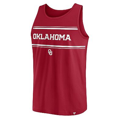 Men's Fanatics Branded Crimson Oklahoma Sooners Stripe Block Tank Top