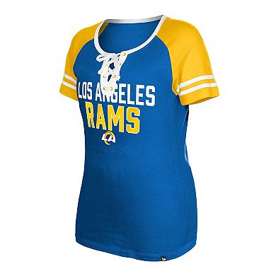 Women's New Era Royal Los Angeles Rams Raglan Lace-Up T-Shirt