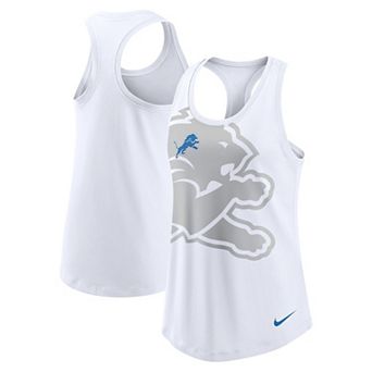 Women's Nike White Detroit Lions Tri-Blend Scoop Neck Racerback Tank Top