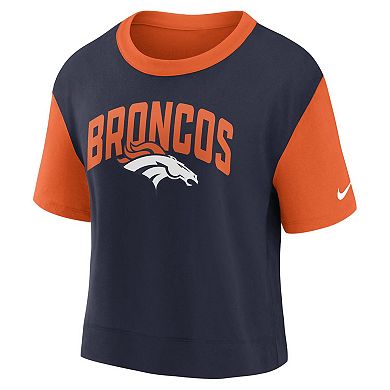 Women's Nike Orange/Navy Denver Broncos High Hip Fashion T-Shirt