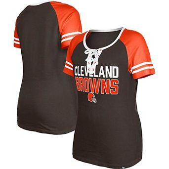 Women's New Era Brown Cleveland Browns Raglan Lace-Up T-Shirt