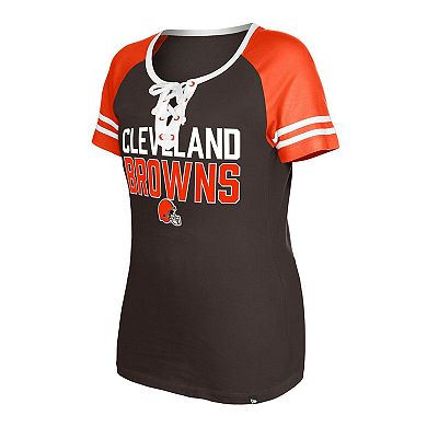 Women's New Era Brown Cleveland Browns Raglan Lace-Up T-Shirt