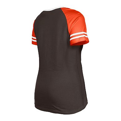 Women's New Era Brown Cleveland Browns Raglan Lace-Up T-Shirt