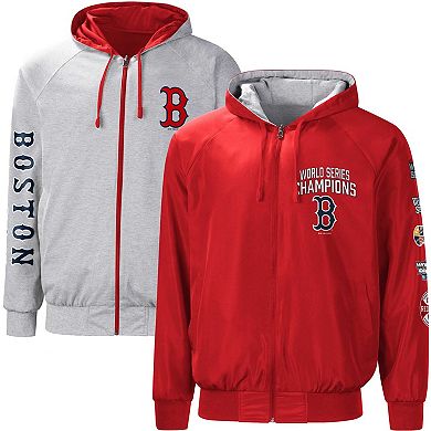 Men's G-III Sports by Carl Banks Red/Gray Boston Red Sox Southpaw Reversible Raglan Hooded Full-Zip Jacket