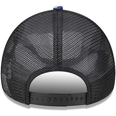 Men's New Era Tottenham Hotspur Black Glitch All Over Print E-Frame Trucker Adjustable Hat