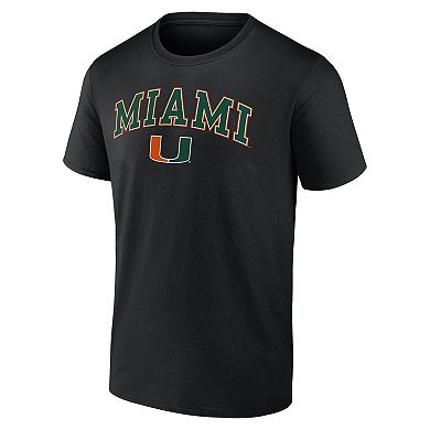 Men's Fanatics Branded Black Miami Hurricanes Campus T-Shirt