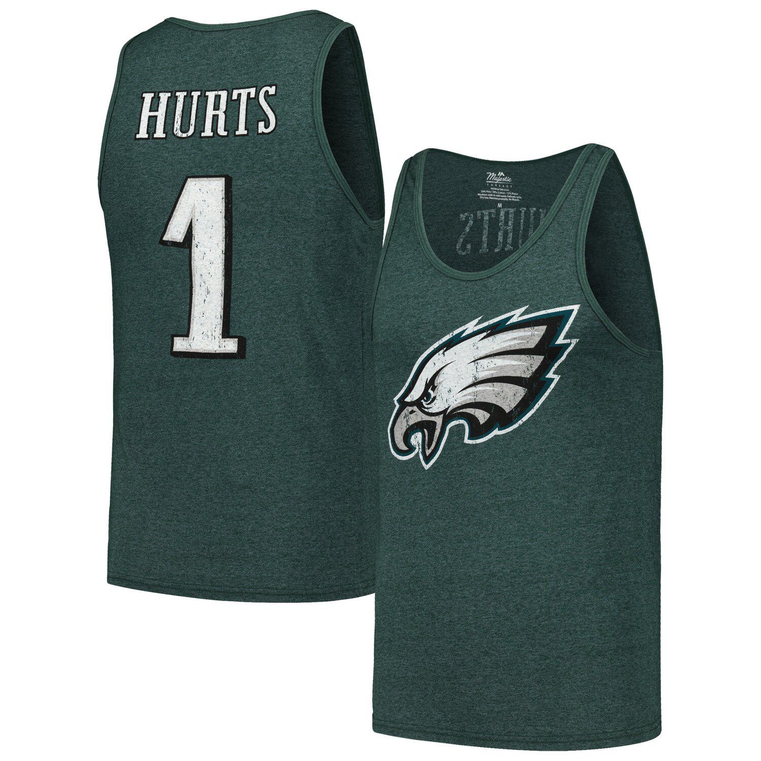 Men's Fanatics Branded Jalen Hurts Black Philadelphia Eagles Icon Player Name & Number T-Shirt Size: 3XL