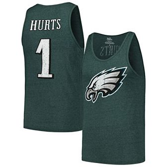 Men's Majestic Threads Jalen Hurts Midnight Green Philadelphia Eagles Player Name & Number Tri-Blend Tank Top