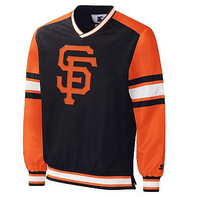 Men's Starter Black San Francisco Giants Yardline V-Neck Pullover Windbreaker