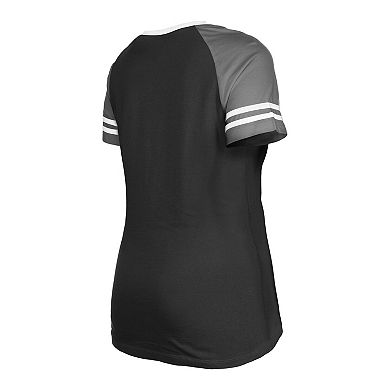 Women's New Era  Black Las Vegas Raiders Raglan Lace-Up T-Shirt