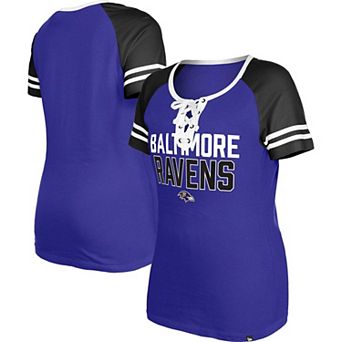 Women's New Era Purple Baltimore Ravens Raglan Lace-Up T-Shirt