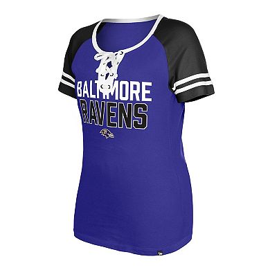 Women's New Era Purple Baltimore Ravens Raglan Lace-Up T-Shirt