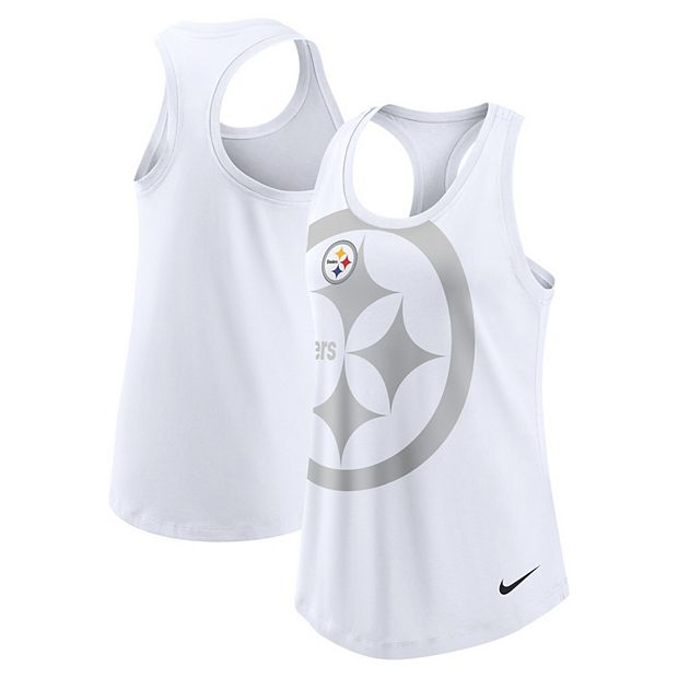 Women's Nike White Pittsburgh Steelers Tri-Blend Scoop Neck Racerback Tank  Top