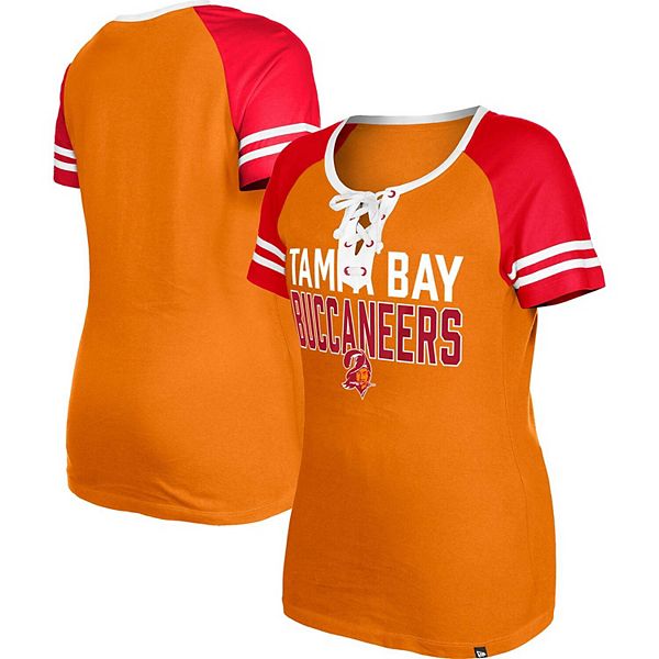 Women's New Era Orange Tampa Bay Buccaneers Throwback Raglan Lace-Up T ...