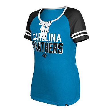 Women's New Era Blue Carolina Panthers Raglan Lace-Up T-Shirt