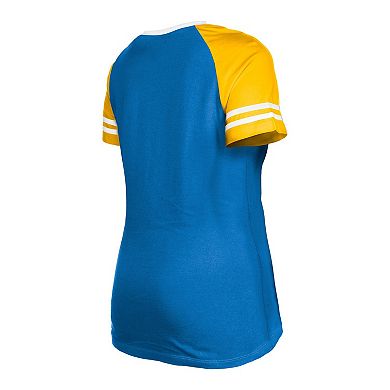 Women's New Era Powder Blue Los Angeles Chargers Raglan Lace-Up T-Shirt