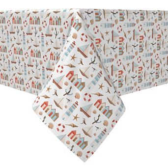 Square Tablecloth, 100% Cotton, 60x60", Seaside Coastal Décor