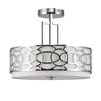 3-Light 14.5“ Drum Semi Flushmount , Brushed Nickel