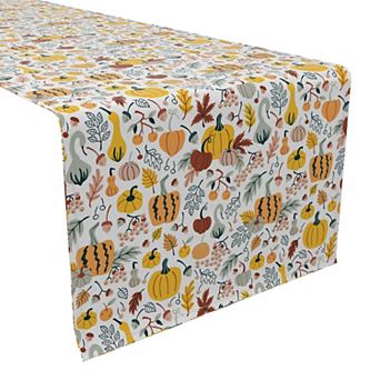 Table Runner, 100% Cotton, 16x72", Pumpkin Décor