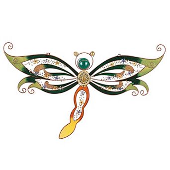 FC Design Green Dragonfly with Copper Gem Wall Plaque Decor