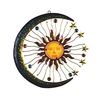 FC Design 18"H Celestial Wall Plaque Blue Moon with Sun Hanging Metal Wall Decor