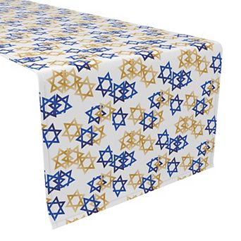 Table Runner, 100% Polyester, 14x108", Star of David Décor