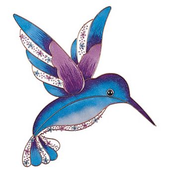 FC Design 19"H Blue and Purple Hummingbird Copper and Gem Wall Decor