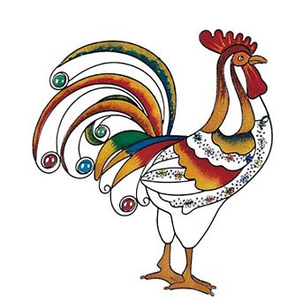 FC Design 16.5H Rooster Wall Plaque with Copper Gem Stones Home Decoration